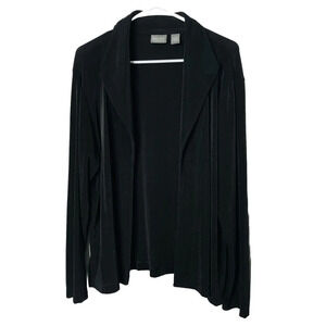 Additions by Chicos Slinky Open Cardigan Sz 3 Black Long Sleeve Stretch Womens